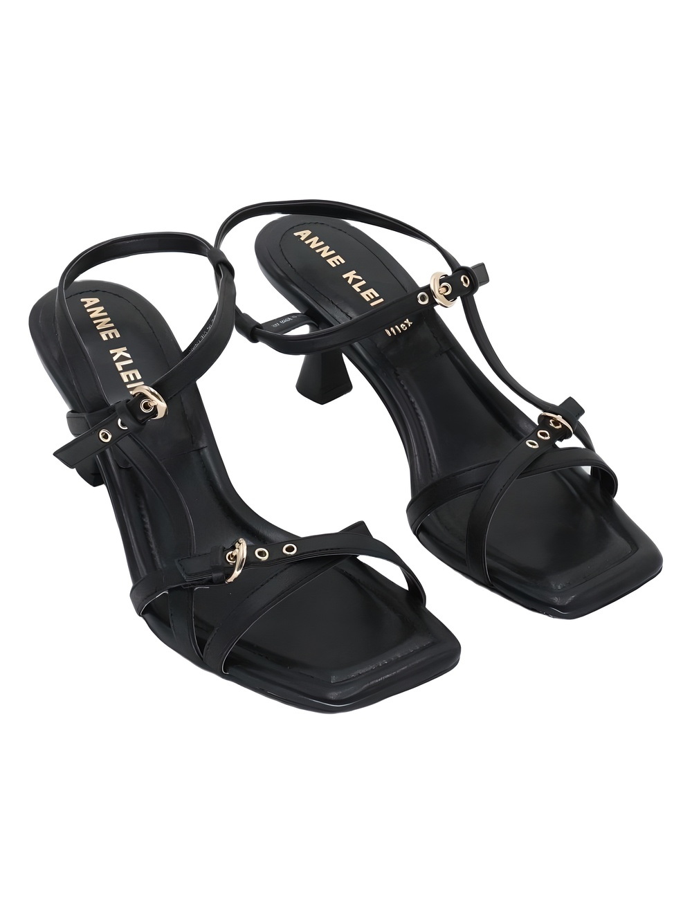 Anne Klein Jaydyn Womens Black Strappy Square Toe 2" Heel Sandals Size 10M